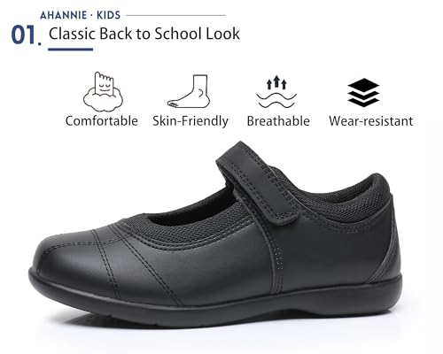 Ahannie Girls Black Dress Mary Jane School Uniform Shoes (Toddler/Little Kid) - Elegant & Comfortable School Shoes for G